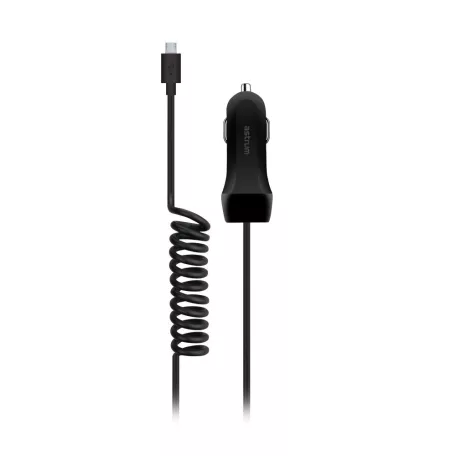 Astrum CC250 Type-C autós szivar töltő 1,5M spirál kábellel + USB csatlakozóval 2,4A fekete 12W