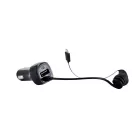 Astrum CC250 Type-C autós szivar töltő 1,5M spirál kábellel + USB csatlakozóval 2,4A fekete 12W