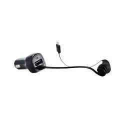  Astrum CC250 Type-C autós szivar töltő 1,5M spirál kábellel + USB csatlakozóval 2,4A fekete 12W