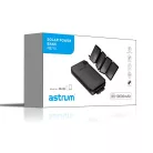 Astrum PB710 10000mAh fekete power bank 4 paneles napelemes töltéssel, 1X Type-C, 2X USB-A (2.1A), li-polymer cellákkal