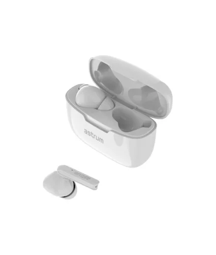 Astrum ET320 BT V5.1 sztereo TWS headset dual mikrofonnal, USB-C töltőtokkal, fehér
