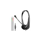 Astrum HS115 Call center vezetékes 3,5mm jack fejhallgató állítható mikrofonnal, fekete