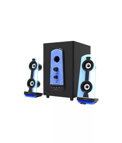 Astrum SM070 2.1 multimédia hangfal szett színes LED világítással, 3,5MM Jack/USB, Bluetooth, USB lejátszás, 30W