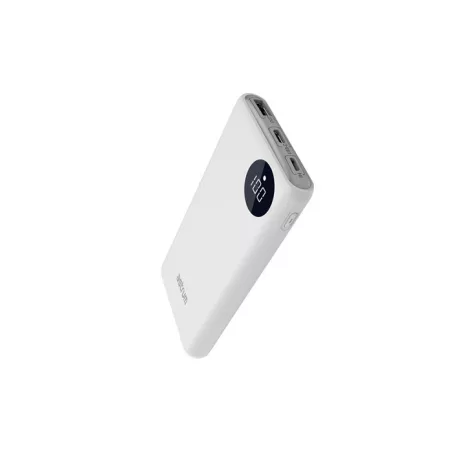 Astrum PB610 10000mAh fehér gyorstöltő PD power bank 18W, 1X QC 3.0 USB-A, 1XUSB-C, li-polymer cellákkal, LCD