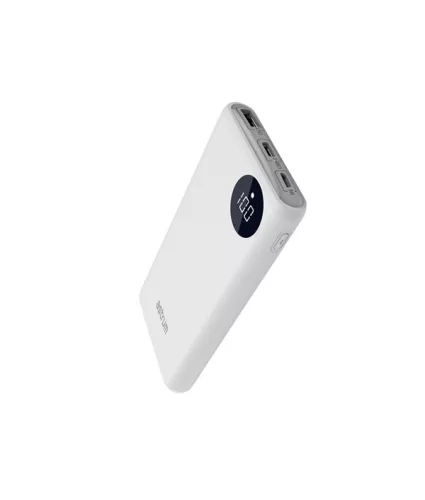 Astrum PB610 10000mAh fehér gyorstöltő PD power bank 18W, 1X QC 3.0 USB-A, 1XUSB-C, li-polymer cellákkal, LCD