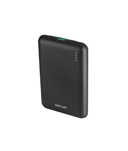 Astrum PB430 10000mAh fekete fémházas gyorstöltő PD power bank 22,5W, 1X QC 3.0 USB-A, 1XUSB-C, li-polymer cellákkal, LED indikátorral