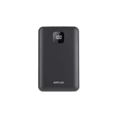   Astrum PB450 10000mAh fekete fémházas gyorstöltő PD power bank 22,5W, 1X QC 3.0 USB-A, USB-C, li-polymer cellákkal, LCD