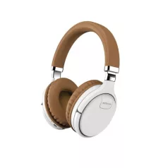   Astrum HT380 sztereó fehér bluetooth 5.0 ANC aktív zajszűrős fejhallgató beépített mikrofonnal, bőr fülpárnákkal