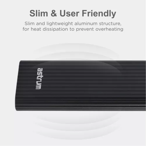 Astrum EN100 fekete slim alumínium merevlemez (M2 SSD) ház USB3.0 Type-C csatlakozóval