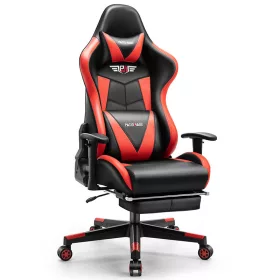   Astrum eSPORT gamer szék, behúzható lábtartó, állítható kartámasz, dönthető háttámla, masszázs funkció fekete - piros