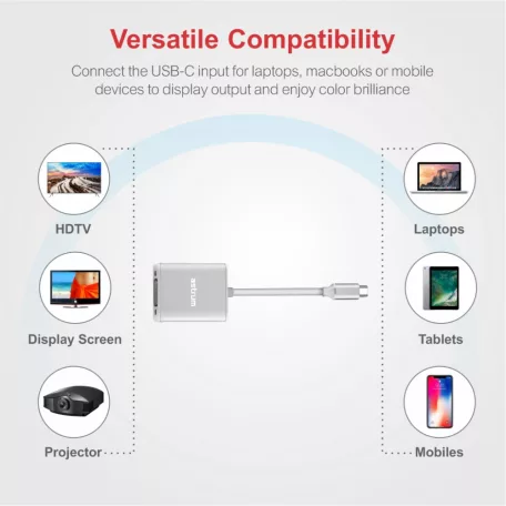 Astrum DA670 Type-C - VGA Full Hd 1080p adapter ezüst