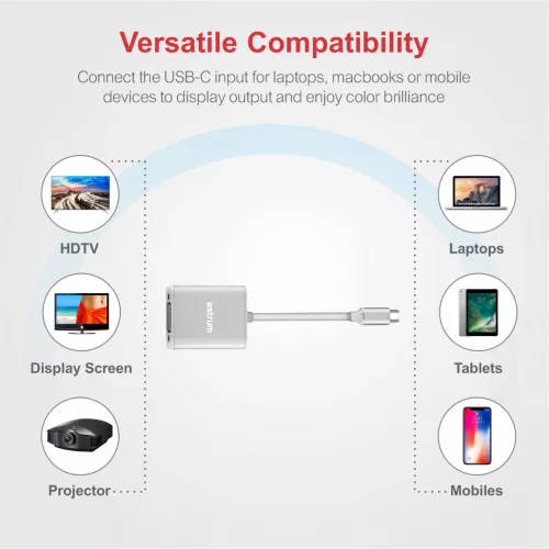 Astrum DA670 Type-C - VGA Full Hd 1080p adapter ezüst