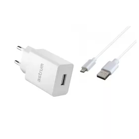   Astrum Pro U20 hálózati töltő 1X USB, 10W, micro USB adatkábellel, fehér