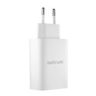 Astrum Pro Dual PD65 hálózati töltő 1X USB + 1X Type-C, 65W, PD, fehér