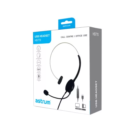 Astrum HS770 Call center USB fejhallgató állítható zajszűrős mikrofonnal, puha fülpárnákkal