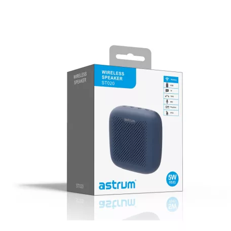 Astrum ST020 kék hordozható bluetooth hangszóró, mikrofon, vízálló IPX5, 5W
