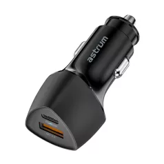   Astrum PRO GO PD40 autós szivar gyorstöltő 1X USB (18W), 1X Type-C (38W) csatlakozóval fekete