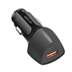   Astrum PRO GO PD40 autós szivar gyorstöltő 1X USB (18W), 1X Type-C (38W) csatlakozóval fekete