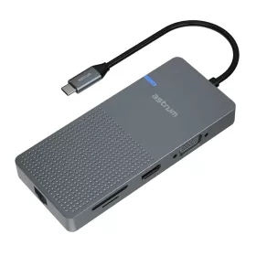   Astrum DA090 Type-C - 4K HDMI + VGA + Dual Usb 3.0 + SD olvasó, Gigabit Lan, Type-C (100w) adapter szürke