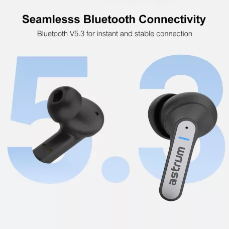 Astrum ET360 BT V5.3 sztereo TWS headset zajszűrős dual mikrofonnal, USB-C töltőtokkal, fehér