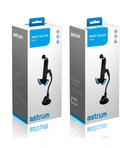 Astrum SH520 gumibevonatos autós tartó 3,5" - 6,3" 130MM karral 360 fokban forgatható fekete/kék