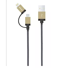   Astrum Apple USB - Lightning (8Pin) iPhone 1,2M fémhálós strapabíró adatkábel micro USB átalakítóval MFI engedéllyel arany