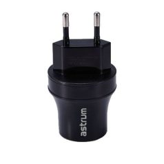   Astrum CH220 fekete hálózati töltő 2.1A 2xUSB microUSB adatkábellel A92522-B 10W