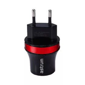   Astrum CH220 fekete - piros hálózati töltő 2.1A 2xUSB micro USB adatkábellel A92522-N 10W