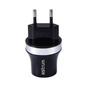   Astrum CH220 fekete - ezüst hálózati töltő 2.1A 2xUSB micro USB adatkábellel A92522-S 10W
