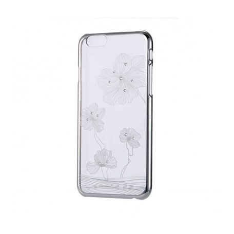 Astrum MC140 flower figured mobile case with silver frame, Swarovski for Apple iPhone 6
