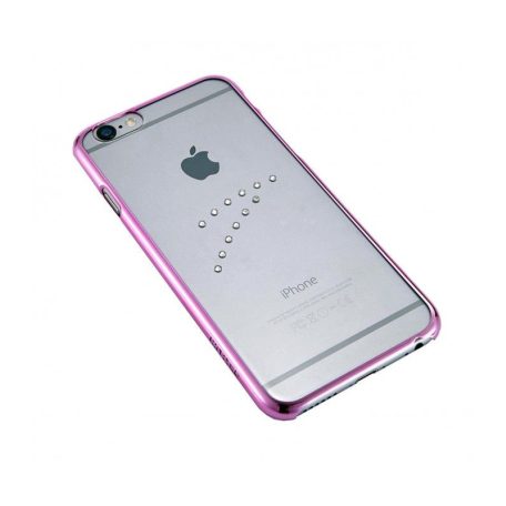 Astrum MC150 transparent mobile case with pink frame, Swarovski for Apple iPhone 6