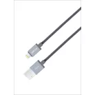 Astrum AC830 Apple iPhone 1M szürke fémhálós strapabíró USB - Lightning (8Pin) adatkábel MFI engedéllyel