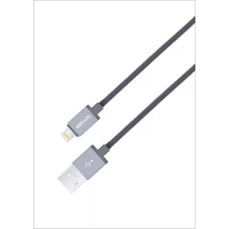 Astrum AC830 Apple iPhone 1M szürke fémhálós strapabíró USB - Lightning (8Pin) adatkábel MFI engedéllyel