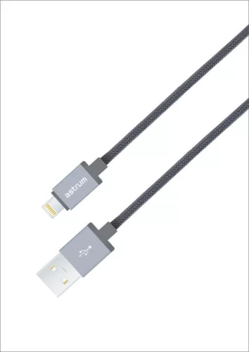 Astrum AC830 Apple iPhone 1M szürke fémhálós strapabíró USB - Lightning (8Pin) adatkábel MFI engedéllyel