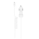 Astrum CC240 micro USB autós szivar töltő 1,5M spirál kábellel + USB csatlakozóval 2,4A fehér 12W