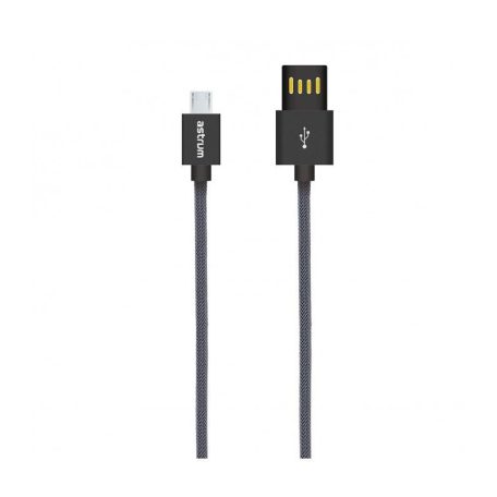Astrum UD310 1M kétoldalas USB - microUSB strapabíró high speed adatkábel fekete A53031-T