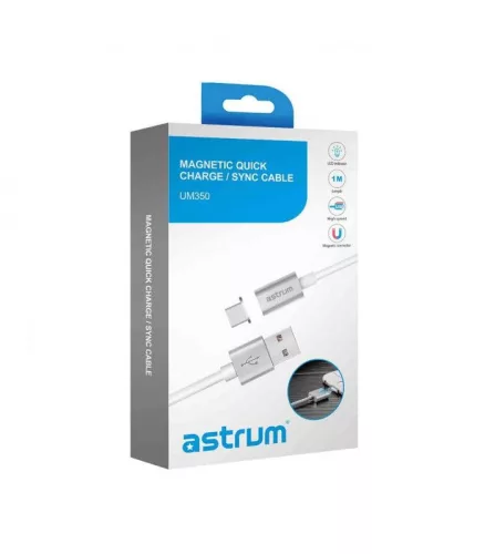 Astrum UM350 1M 2in1 mágneses USB - micro USB &  Lightning (8Pin) adatkábel szürke A35535-Q