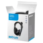Astrum HS120 vezetékes 3,5mm jack fejhallgató állítható zajszűrős mikrofonnal, fekete