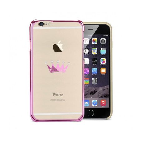 Astrum MC310 keretes korona mintás, Swarovski köves Apple iPhone 6 Plus / 6S Plus hátlapvédő pink