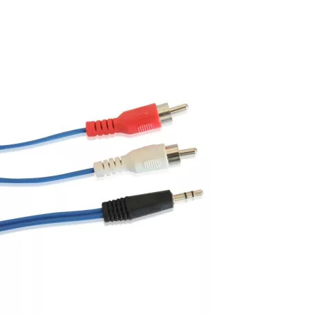 Astrum 3.5mm sztereó apa - 2xRCA apa 3.0 méter kék AUX kábel CB-SRCA03-BL AR103