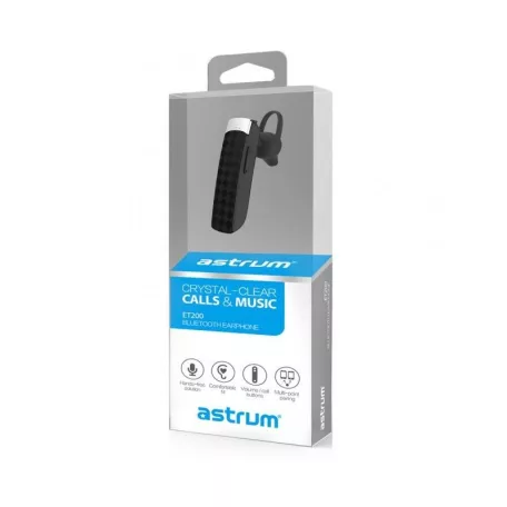Astrum ET200 fekete BT 4.1 multipoint CSR bluetooth headset töltőkábellel, Android/IOS