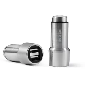   Astrum CC420 prémium fémházas szivar töltő 2,4A, 2X USB, ezüst, micro USB adatkábellel 12W