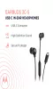 Motorola Earbugs 3C-S USB Type-C vezetékes headset mikrofonnal | Fekete