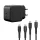 Bliszteres QDOS POWERCUBE TRIO 45W GaN fekete hálózati töltő 2db USB Type-C adatkábellel 3A