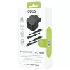 Bliszteres QDOS POWERCUBE TRIO 45W GaN fekete hálózati töltő 2db USB Type-C adatkábellel 3A