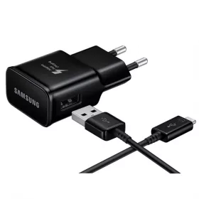   Csomagajánlat - Samsung EP-TA20EBE gyári hálózati fekete gyorstöltő 2A 15W USB - micro USB adatkábellel 1,5m ECB-DU4EBE