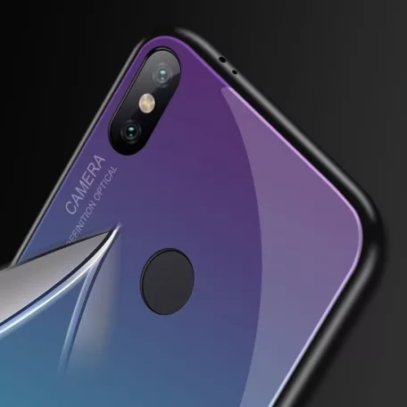 Rainbow szilikon tok üveg hátlappal - Samsung G960 Galaxy S9 kék