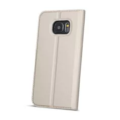   Smart Look Samsung J605 Galaxy J6 Plus oldalra nyíló bőrhatású ablakos könyv tok szilikon belsővel arany