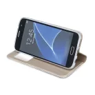 Smart Look Samsung J605 Galaxy J6 Plus oldalra nyíló bőrhatású ablakos könyv tok szilikon belsővel arany