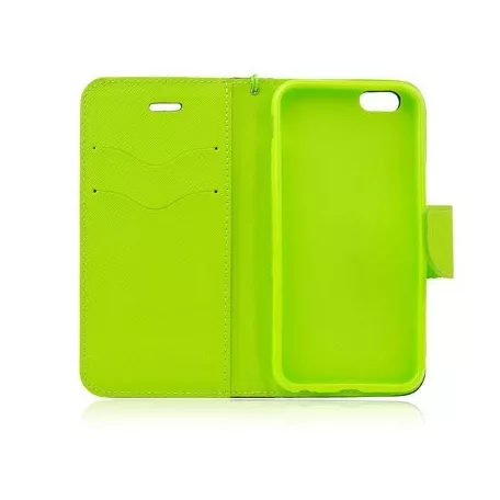 Fancy Samsung J600 Galaxy J6 (2018) oldalra nyíló mágneses könyv tok szilikon belsővel kék - lime